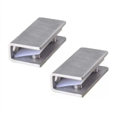 BEBUSINGOTO Juego de 2 abrazaderas para mampara de ducha de cristal - Bisagras fijas de acero inoxidable - Soportes de pared de 8-12 mm