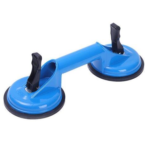 BEBUSINGOTO Juego de 2 ventosas dobles para transportar ventanas, azulejos y placas, capacidad de carga 80 kg, Ø 12 cm, color azul