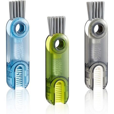 BEBUSINGOTO Juego de 3 cepillos multifunción para limpiar tapas de tazas, diseño portátil, limpieza profunda en rincones pequeños.