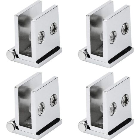 BEBUSINGOTO Juego de 4 bisagras para puertas de cristal, ángulo de apertura de 0°, bisagras de sujeción para armarios de cocina, vitrinas y duchas, para cristal de 5 mm de grosor.