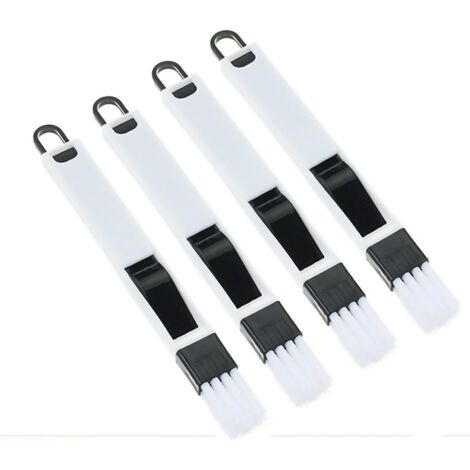 BEBUSINGOTO Juego de 4 cepillos de limpieza pequeños para grietas de ventanas, cepillo de lavado para limpiar fácilmente teclados y persianas, grietas de rieles de umbral de puerta (4 piezas)