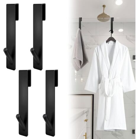 BEBUSINGOTO Juego de 4 ganchos de ducha de acero inoxidable, ganchos para puerta de ducha, ganchos para toallas y maquinillas de afeitar de acero.