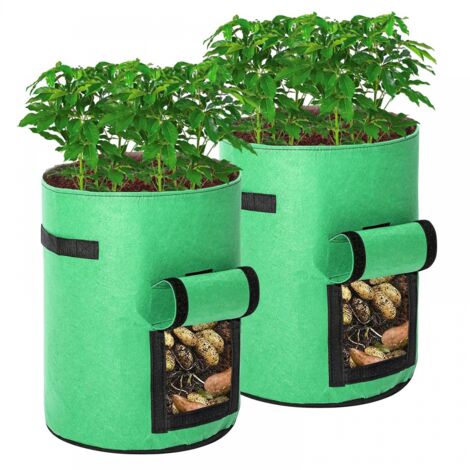 BEBUSINGOTO Kartoffel-Anzuchtsäcke, 2 x 43 l Kartoffel-Anzuchtsäcke/Pflanzsäcke für den Garten, doppellagiger, atmungsaktiver Vliesstoff mit Fensterboden