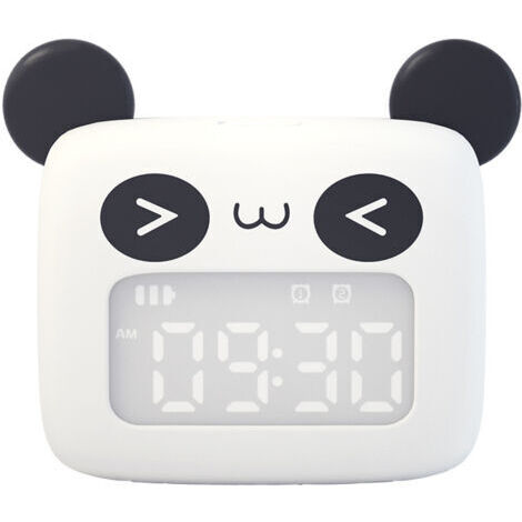 BEBUSINGOTO Kinderwecker, niedlicher Tier-Digitalwecker für Kinder, Nachttischuhr, Schlummertimer für Kinder, USB-Aufladung (weiß)