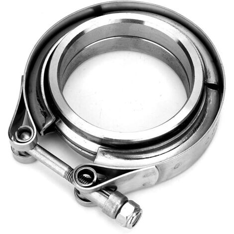 BEBUSINGOTO Kit de abrazadera de banda en V de 2,5 pulgadas (63,5 mm), abrazadera de tubo de escape de acero inoxidable para turbos, abrazaderas universales para tubos de escape
