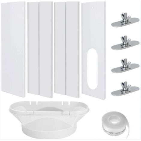 BEBUSINGOTO Kit de sellado para aire acondicionado, 4 juntas ajustables para ventanas, kit para aire acondicionado móvil, adaptador de manguera de 13 cm.