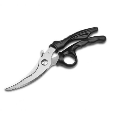BEBUSINGOTO Küchenschere aus Edelstahl für Geflügel und Gemüse, schwarzer PP-Kunststoffgriff, spülmaschinenfeste Fleischschere, multifunktionale Küchenschere