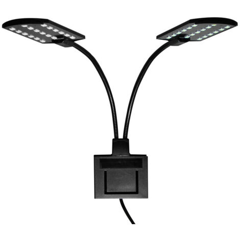 BEBUSINGOTO Lámpara LED para acuario X7 Gemini de doble cabezal, 220 V, 15 W, 1600 lm, para peceras de 8 a 15 pulgadas
