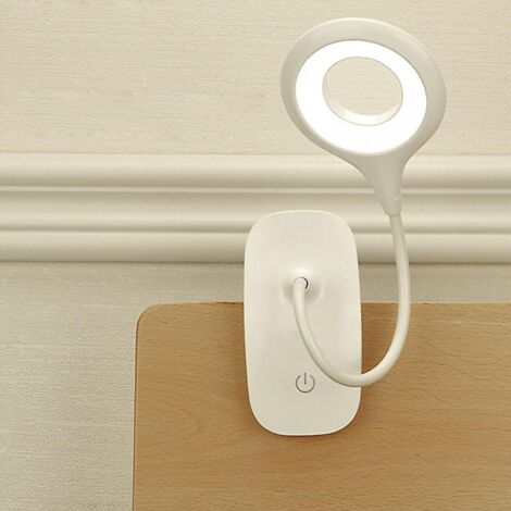 BEBUSINGOTO Lampe de bureau LED, lampe de lecture à clipser rechargeable par câble USB, 3 modes d'éclairage et 3 niveaux de luminosité
