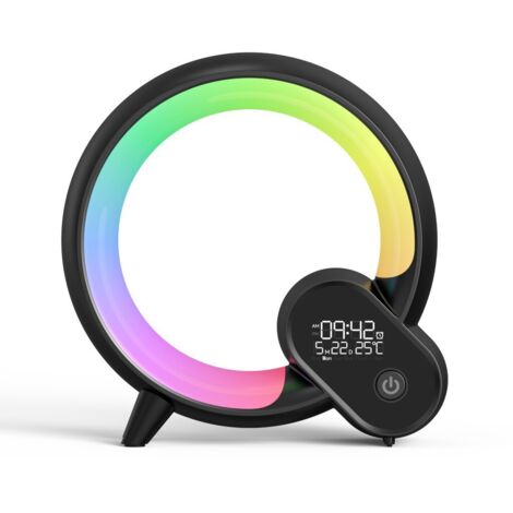 BEBUSINGOTO Lampe de Table LED Intelligente, Lampe Ambiance avec Haut-Parleur Bluetooth, Reveil Lumineux de Calendrier Musicale, Lampe de Chevet Contrôle de App, Veilleuse pour Enfant Bébé Adulte