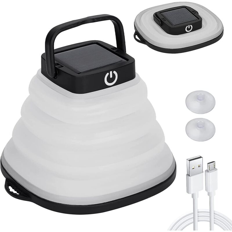BEBUSINGOTO Lanterne de camping à énergie solaire à LED, pliable, 3 modes de gradation
