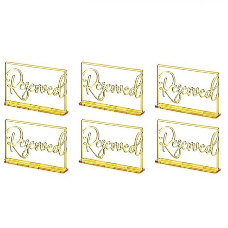 BEBUSINGOTO Letreros de mesa reservada para bodas y fiestas, letreros de acrílico para mesa reservada y asientos reservados (juego de 6)