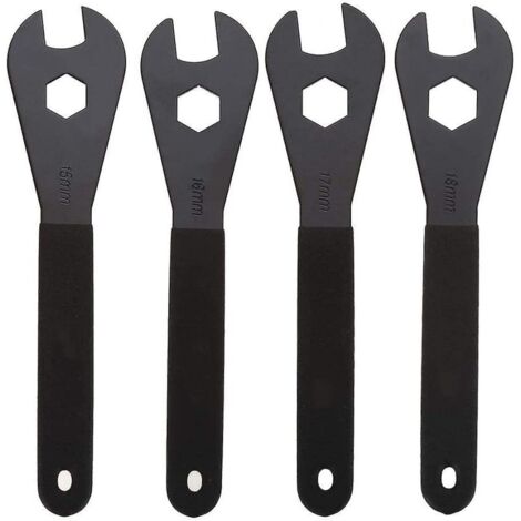 BEBUSINGOTO Llave de bicicleta - Herramienta de reparación de bicicletas cónica multifunción de acero al carbono resistente (15 mm, 16 mm, 17 mm, 18 mm)