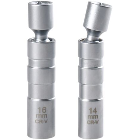 BEBUSINGOTO llaves para bujías de 14 mm y 16 mm, vaso para bujías, llave magnética universal para bujías, vaso giratorio para bujías, llave para bujías de pared delgada de 12 puntas de 3/8", herramie