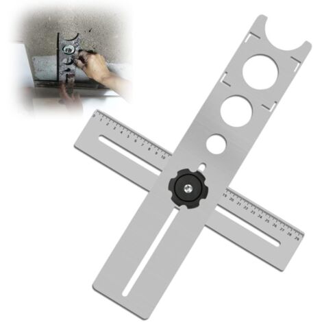 BEBUSINGOTO Localizzatore di fori regolabile, utensile per piastrellatura, righello, localizzatore di piastrellatura, righello di misurazione dell'angolo, piastrellatura, righello di misurazione dell'