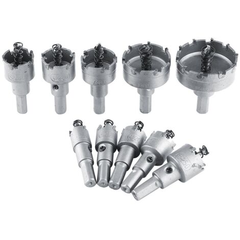BEBUSINGOTO Lot de 10 forets HSS 16-50 mm, trépans, pointe carbure, noyau TCT, outils de coupe pour le travail des métaux