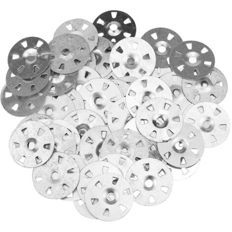 BEBUSINGOTO Lot de 100 Rondelles d'Isolation de 35 mm de Diamètre en Fer Galvanisé Thermoboard Joints à Ongles Fixes pour Isolation Thermique et Plaques de Plâtre