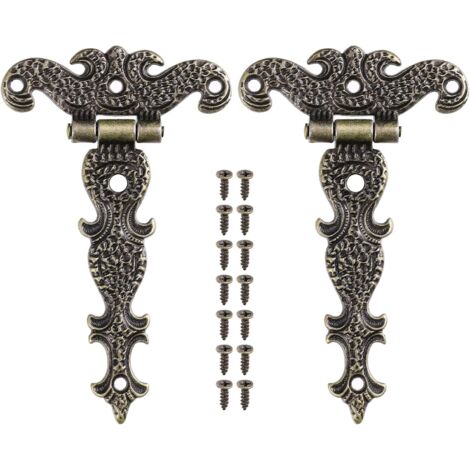 BEBUSINGOTO Lot de 2 charnières décoratives en alliage de zinc et en forme de T pour porte de placard