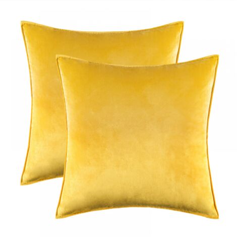 BEBUSINGOTO Lot de 2 housses de coussin en velours - Housses de coussin carrées décoratives pour chambre à coucher, canapé, salon, voiture avec fermeture éclair invisible (ocre, 45 x 45 cm)