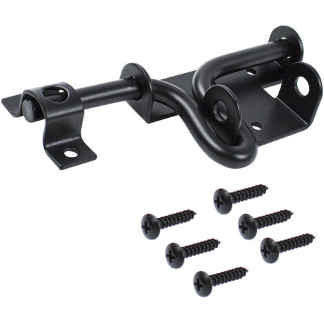 BEBUSINGOTO Lot de 2 loquets de portail à boulon coulissant pour clôture en bois, matériel de verrouillage de portail à boulon coulissant noir robuste avec trou de cadenas, loquet de porte