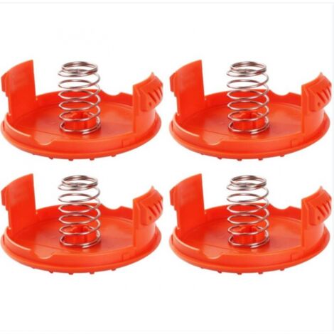 BEBUSINGOTO Lot de 4 capuchons de bobine + 4 pièces de rechange pour ressorts compatibles avec les coupe-bordures BLACK+DECKER RC-100-P