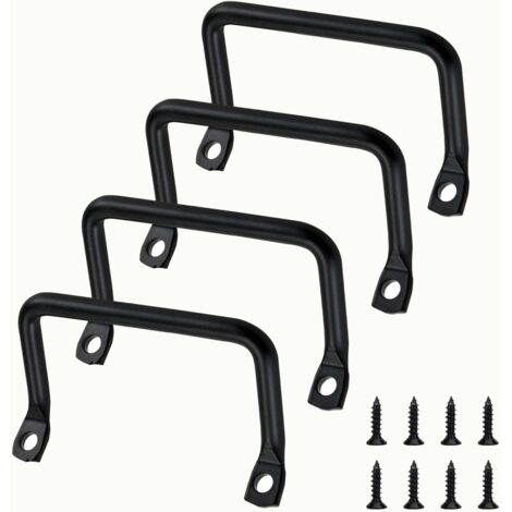 BEBUSINGOTO Lot de 4 poignées de meuble pour planche à découper, noir mat, pour plateau de service en métal, plateaux à fruits, tiroirs