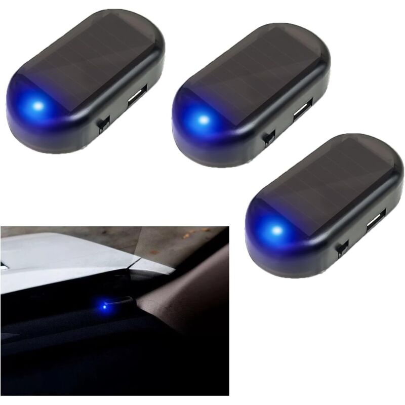 BEBUSINGOTO luces de alarma para coche, alarma solar, luces de alarma simuladas, luz de alarma antirrobo, luz intermitente de advertencia de 