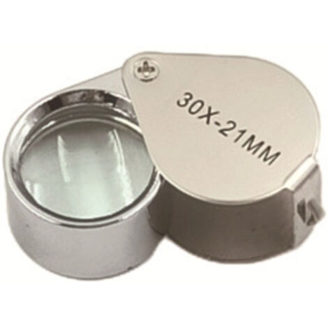 BEBUSINGOTO Lupa de joyero de 30 x 21 mm, para joyería antigua, de bolsillo 30x, plegable.