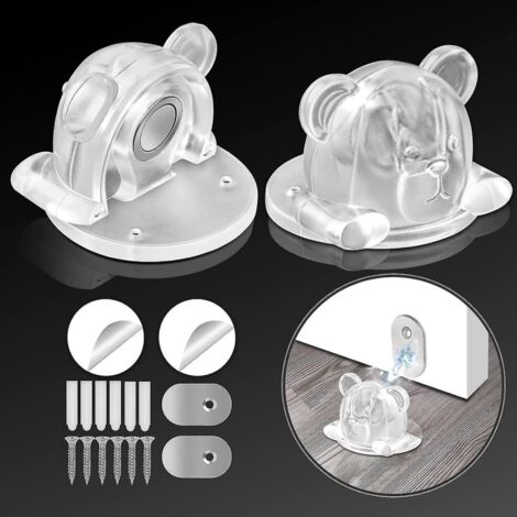 BEBUSINGOTO Magnetischer Türstopper, süßer transparenter Bär, magnetischer Bodentürstopper, dekorativer magnetischer Türhalter aus Silikon