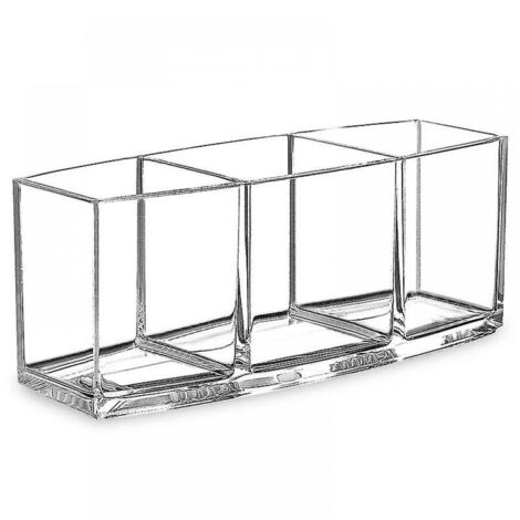 BEBUSINGOTO Make-up-Pinselhalter aus transparentem Acryl, Make-up-Pinsel-Organizer, Kosmetikaufbewahrung, Stifthalter, Vitrine mit 3 Fächern