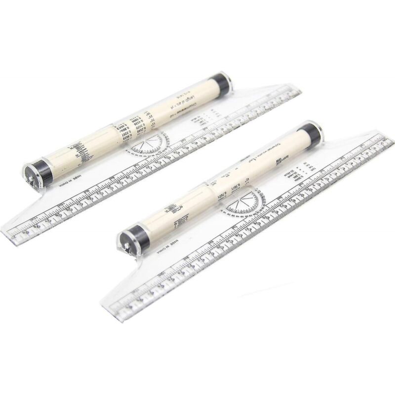 Image of BEBUSINGOTO Messrolle aus Kunststoff, 2er-Pack, multifunktionale Messrolle, Zeichenlineal, 12 Zoll