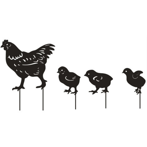 BEBUSINGOTO Metall-Hühner-Gartenstecker, hohle Gartentier-Dekoration