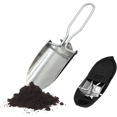 BEBUSINGOTO Mini pala plegable, pala de camping con estuche, pala plegable portátil para camping, senderismo y jardinería con bolsa de transporte ligera con escalón.