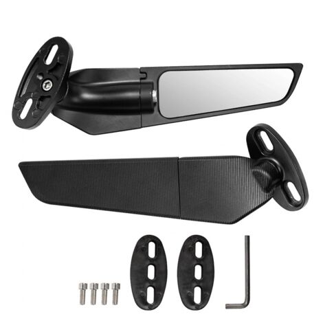 BEBUSINGOTO Modifizierte Motorradspiegel, 2 Stück, Windabweiser, verstellbare, drehbare Seitenspiegel für Honda Yamaha Ninja 250 300 400