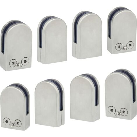 BEBUSINGOTO Morsetto per vetro in acciaio inox 304, confezione da 8 (6-8 mm), supporto per morsetto piatto per corrimano, finestra, balaustra, scala regolabile.
