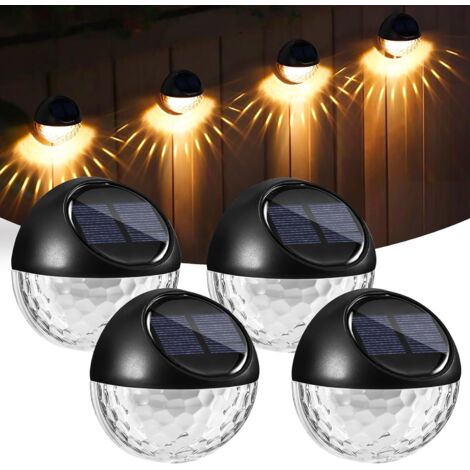 BEBUSINGOTO Murales Extérieures Solaires,4Pack Lampe Solaire Exterieur Jardin,Blanc Chaud Applique Murale Led Extérieure,IP65 Étanche Jardin Clôture Cour Véranda