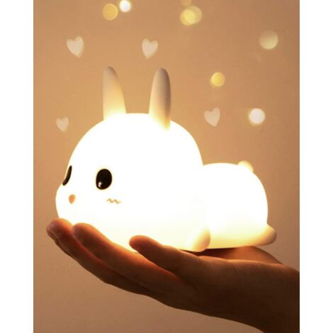 BEBUSINGOTO Nachtlicht für Kinder, 7 Farben, per USB wiederaufladbar, Kinder-Nachtlampe mit Fernbedienung, einstellbare Helligkeit, Nachtlicht für Schlafzimmer, Kaninchen