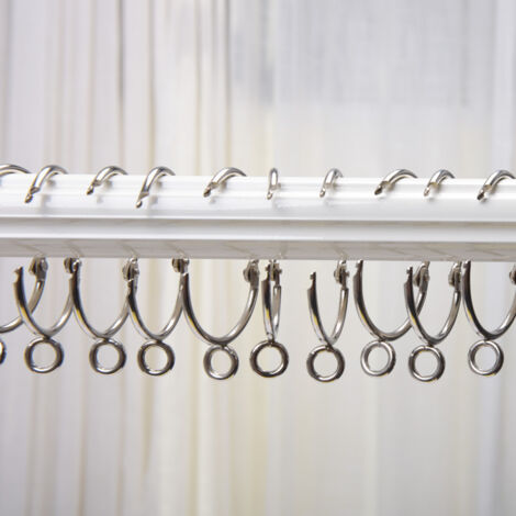 BEBUSINGOTO Offene Gardinenringe aus Metall mit dekorativen Ösen, 10 Stück, silberfarben, 3,8 cm Innendurchmesser