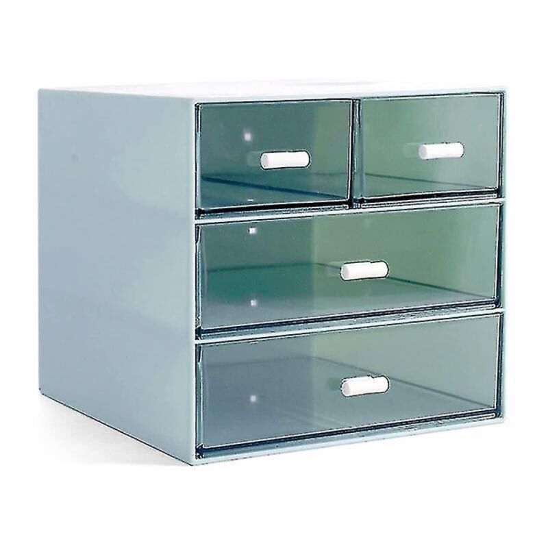BEBUSINGOTO Organisateur de maquillage, organiseur de bureau avec 4 tiroirs, bleu