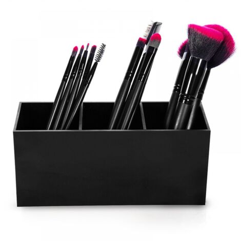 BEBUSINGOTO Organisateur de pinceaux de maquillage à 3 grilles Boîte de rangement en plastique pour stylos cosmétiques  organisateurs de maquillage