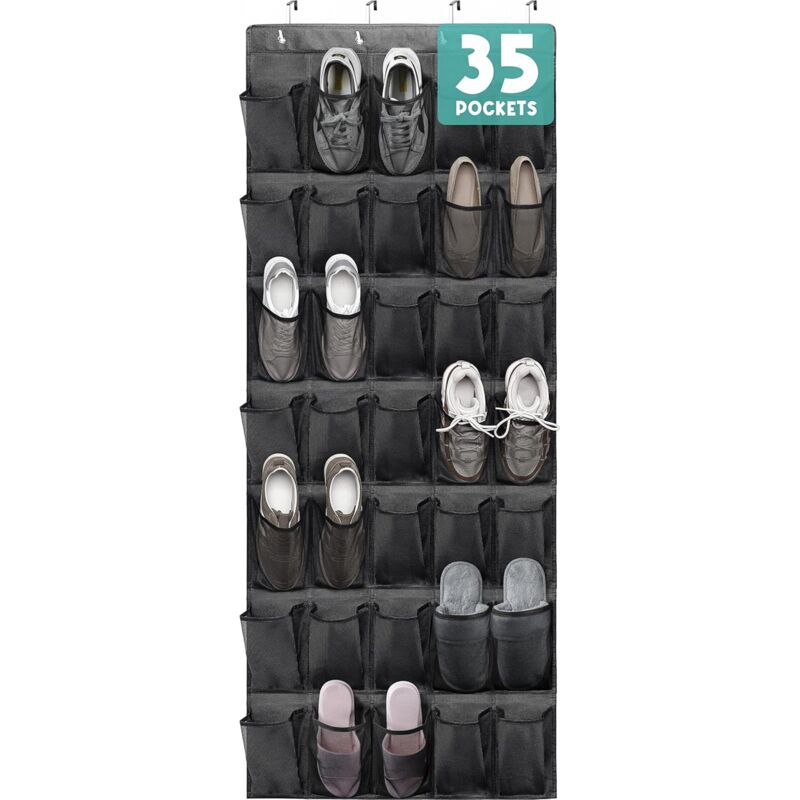 BEBUSINGOTO Organisateurs de chaussures de porte 35 poches en filet Organisateur de chaussures suspendu Étagère à chaussures pour placard Entrée