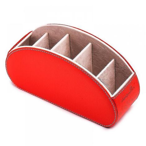 BEBUSINGOTO Organizador de escritorio con 5 compartimentos para control remoto, suministros de oficina y brochas de maquillaje, color rojo.