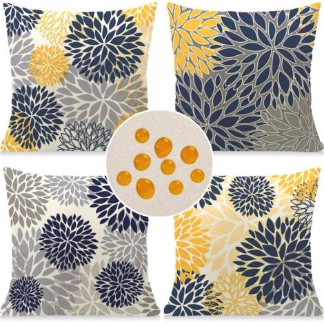BEBUSINGOTO Outdoor-Kissenbezüge, 45,7 x 45,7 cm, 4er-Set, wasserdichte Outdoor-Kissen, moderne Gänseblümchen-Dekorations-Sofakissenbezüge, Dekorationen für Terrasse, Garten, Zuhause