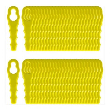 BEBUSINGOTO Packung mit 100 Ersatzklingen, kompatibel mit Ryobi Rasentrimmern, doppelt gezahnte Klingenköpfe RAC155, RAC157, RAC158