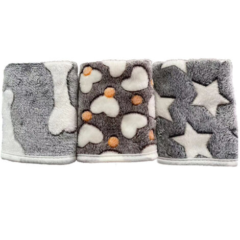 BEBUSINGOTO Packung mit 3 superweichen, warmen Fleece-Welpendecken für kleine Hunde, Welpen, flauschige Katzen, 76 x 52 cm.