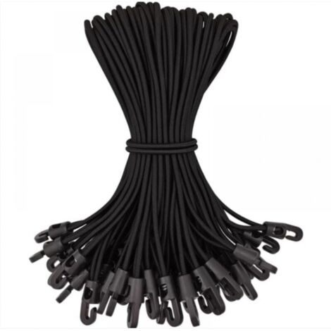 BEBUSINGOTO Packung mit 50 elastischen Bungee-Seilen mit Haken, hochwertige Gummi-Bungee-Seile mit Haken für Poolabdeckungen