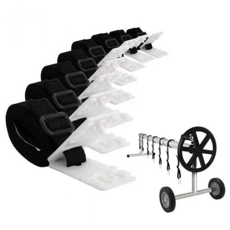 BEBUSINGOTO Paquet de 8 sangles de support-sangles et clips pour rétracteurs-accessoires de remplacement pour systèmes de moulinets mobiles, bâches et couvertures de piscine