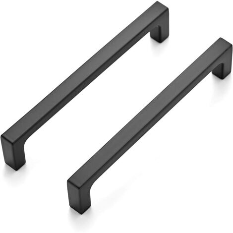 BEBUSINGOTO Paquete de 10 tiradores cuadrados de 5 pulgadas para gabinetes de cocina, tiradores negros mate para cajones, herrajes para gabinetes de cocina, tiradores negros planos para cocina.