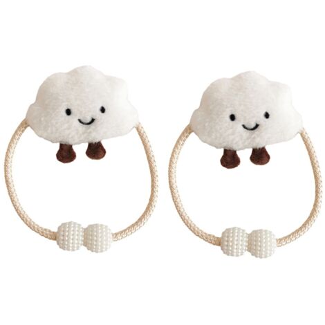 BEBUSINGOTO Paquete de 2 alzapaños para cortina con diseño de nubes de dibujos animados con cuerda, soporte para cortina con nubes 3D para decoración de habitación infantil, color blanco