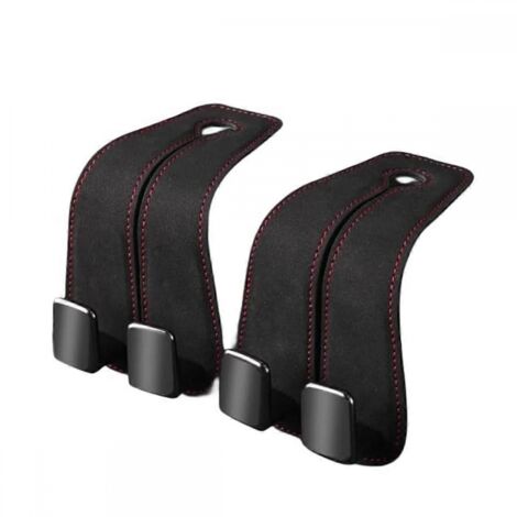 BEBUSINGOTO Paquete de 2 ganchos dobles para el respaldo del asiento del coche, ganchos personalizados para el respaldo del asiento del coche, accesorios interiores de metal.